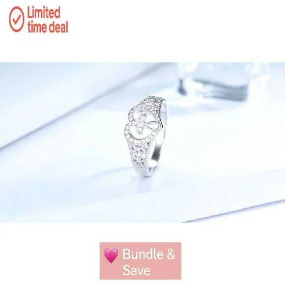 925 Sterling Silver Heart Cross Ring Size 8 Religious Jewelry Gift for Women